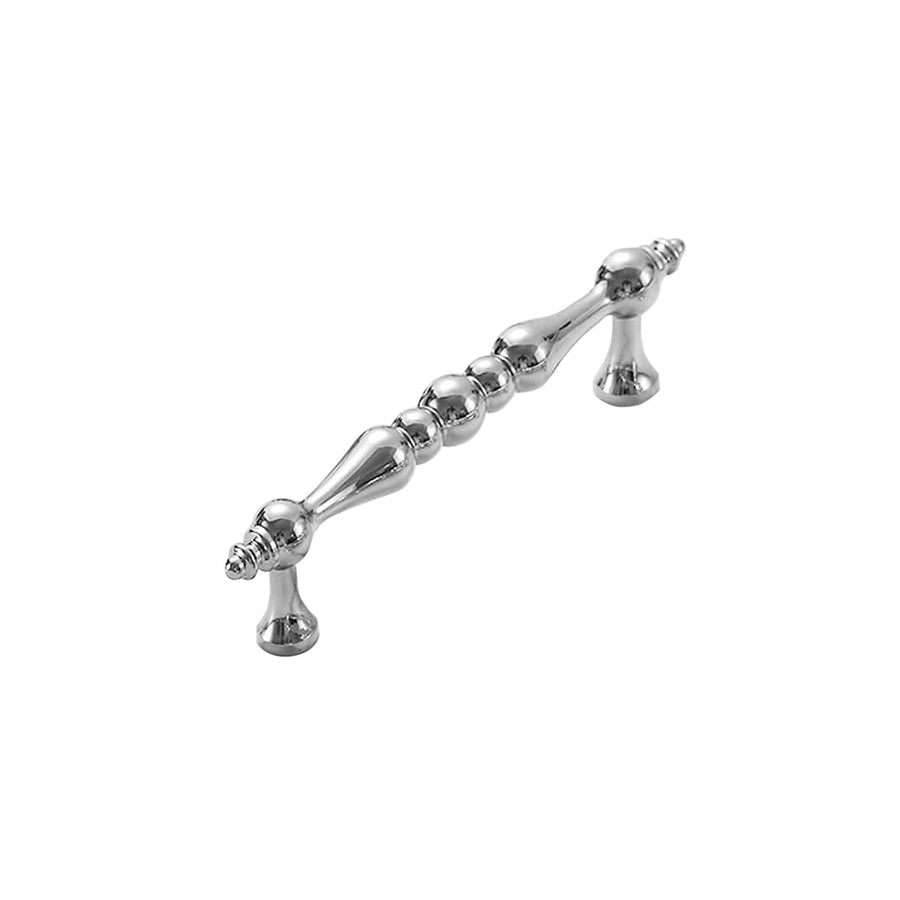 Beaded Brass Cabinet Pull Handle - Silver, 96 mm Hole Spacing, 128 mm Long