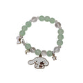 Beaded Charm Bracelet - Green Beads, Cartoon Animal Charm