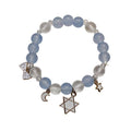 Beaded Charm Bracelet - Light Blue Beads, Six-Point Star Charm