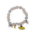 Beaded Charm Bracelet - Light Pink Beads, Yellow Puppy Charm