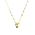 Beaded Charm Necklace with Imitation Pearl - Gold and Multicolour - view 2