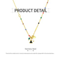 Beaded Charm Necklace with Imitation Pearl - Gold and Multicolour - view 3