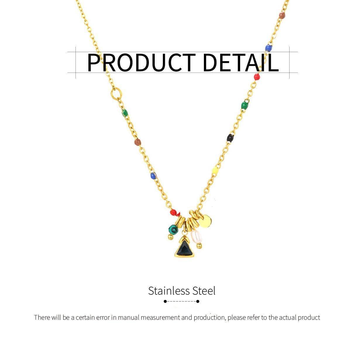 Beaded Charm Necklace with Imitation Pearl - Gold and Multicolour - view 3