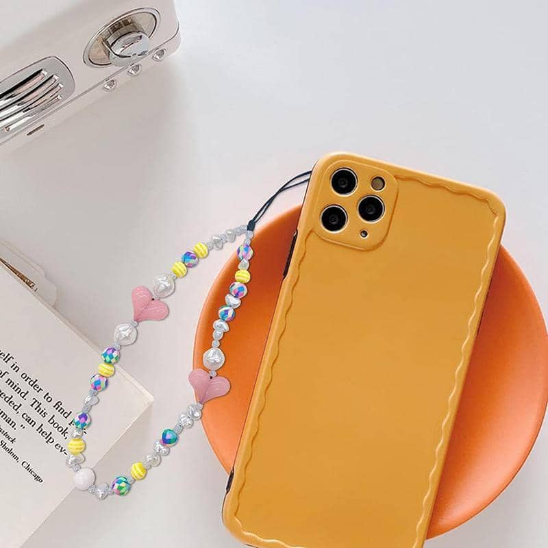 Beaded Heart Phone Charm Strap Lanyard, 32 cm - Black - view 5