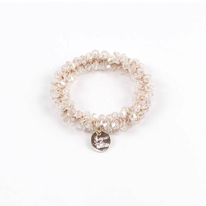 Beaded Scrunchie Hair Tie for Women - Clear