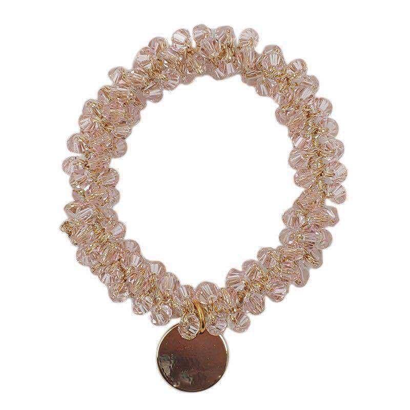 Beaded Scrunchie Hair Tie for Women - Pink