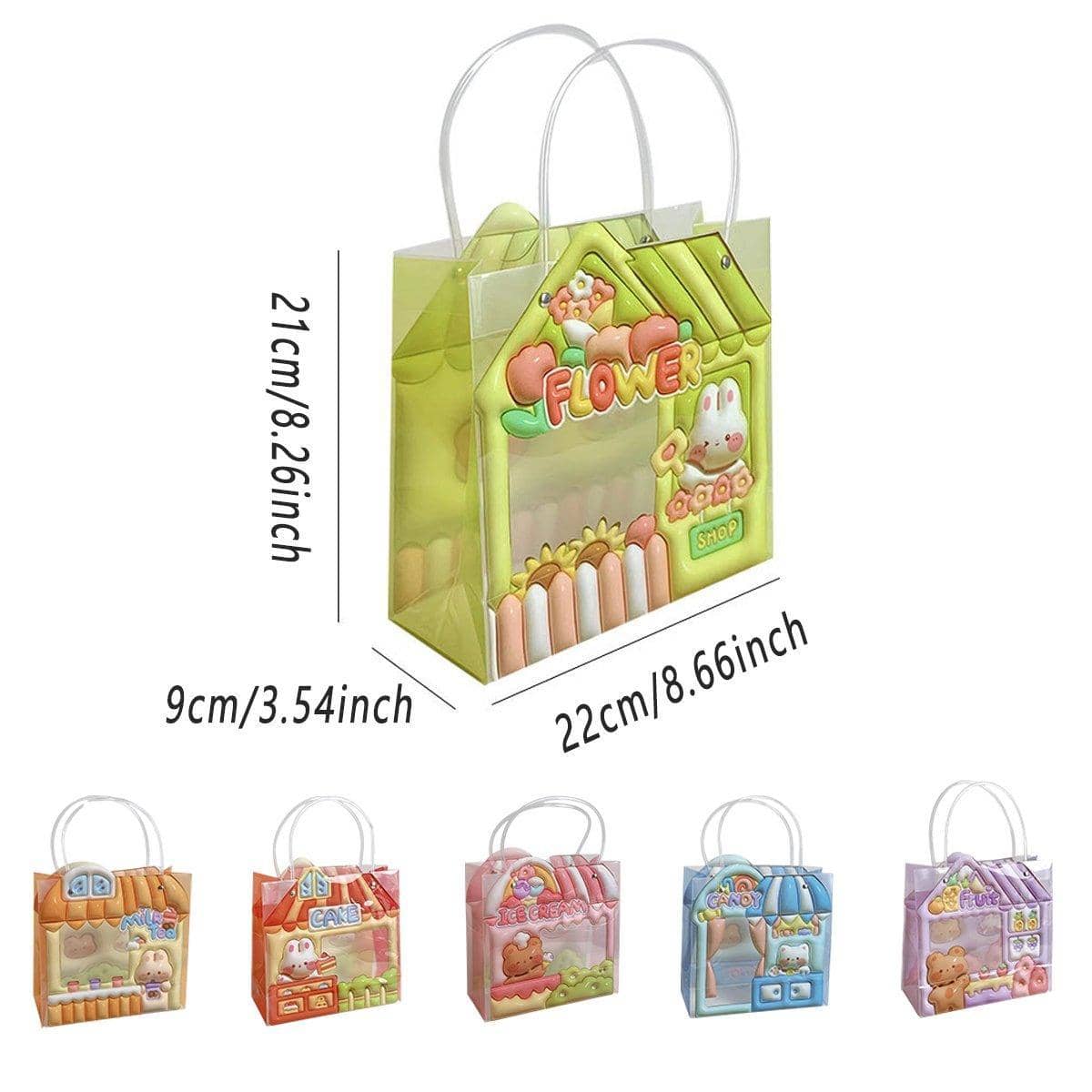 Bear and Rabbit Party Gift Bags, Pack of 10 - Green - view 4