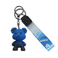 Bear Keyring with Gradient Lanyard Strap - Blue