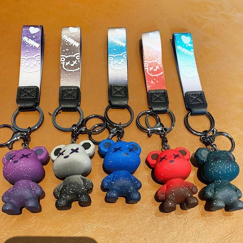 Bear Keyring with Gradient Lanyard Strap - Blue - view 5