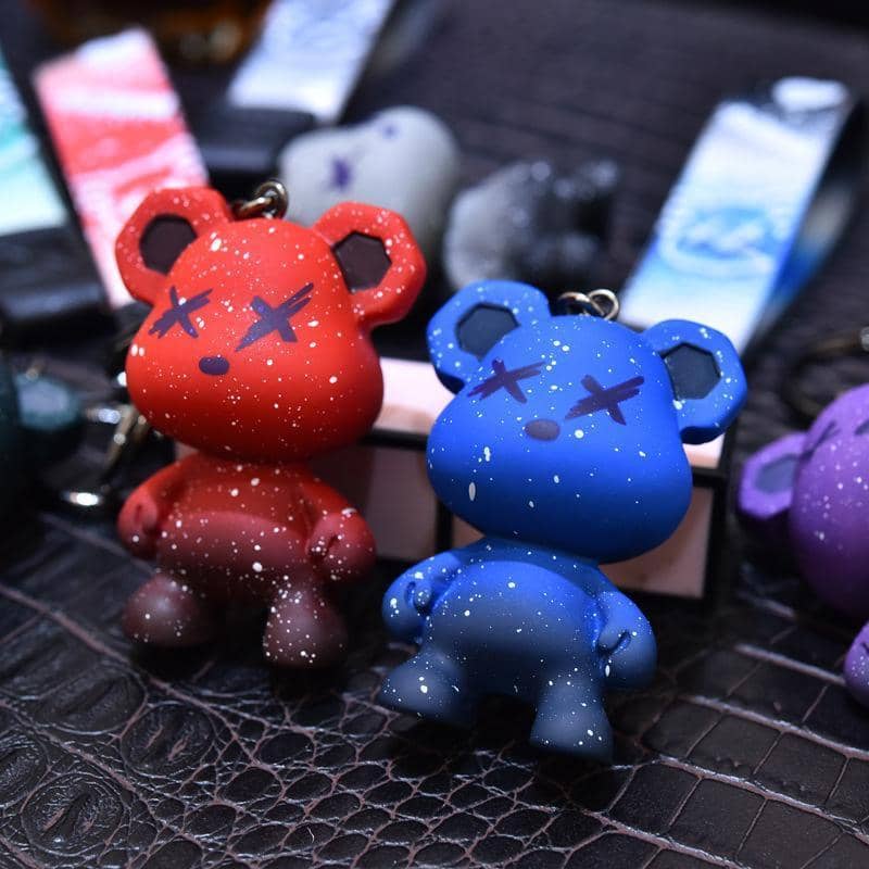 Bear Keyring with Gradient Lanyard Strap - Grey - view 4