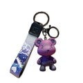 Bear Keyring with Gradient Lanyard Strap - Purple