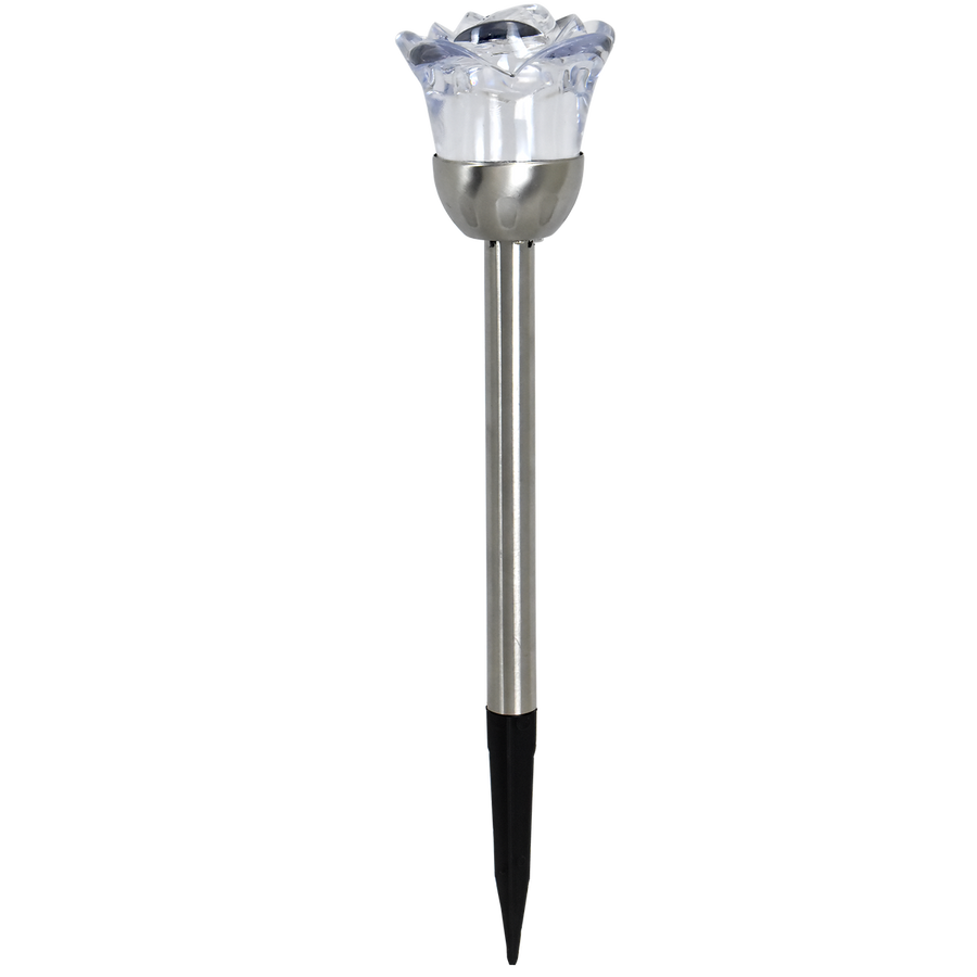 Click Rose Solar Pathway Light - 80mm - Stainless Steel - Outdoor Use - SuperSaverAU - view 1
