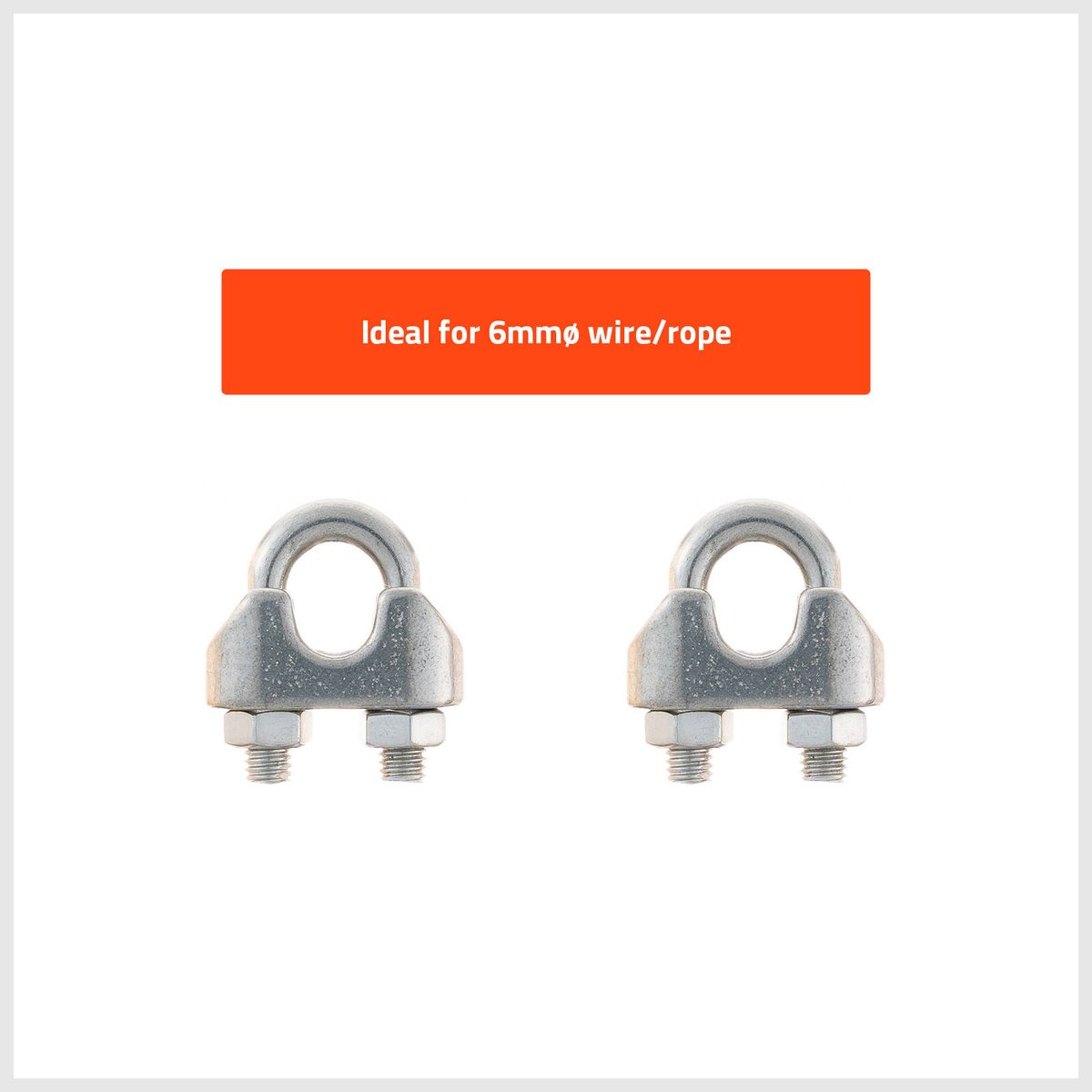 Taskmaster 6mm 316 Stainless Steel Wire Rope Grips 2 Pack - Durable - Anti-Corrosive