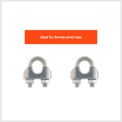Taskmaster 6mm 316 Stainless Steel Wire Rope Grips 2 Pack - Durable - Anti-Corrosive