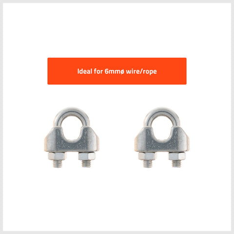 Taskmaster 6mm 316 Stainless Steel Wire Rope Grips - 2 Pack