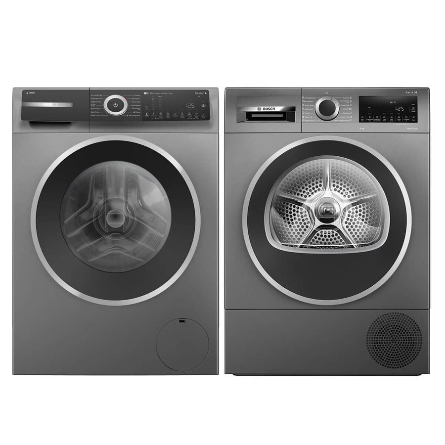 Bosch Series 8 10kg Front Load Washer and 8kg Heat Pump Dryer Package - Grey - WGH254ARAUWQG235DRAU