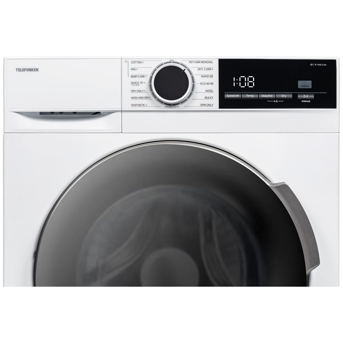 Telefunken 8kg/5kg Washer Dryer Combo - White, Hygiene Wash, Eco Wash, Sensor Dry - TF8060AU8FLWD