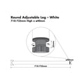 Adoored 40 x 710mm White Round Adjustable Metal Furniture Leg - SuperSaverAU - view 2