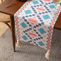 Bedside Table Cover, Blue Diamond Geometric Dustproof Tassel Tablecloth - Blue Diamond - view 5