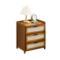 Bedside Table with 3 Drawers and Rattan Accents - view 2