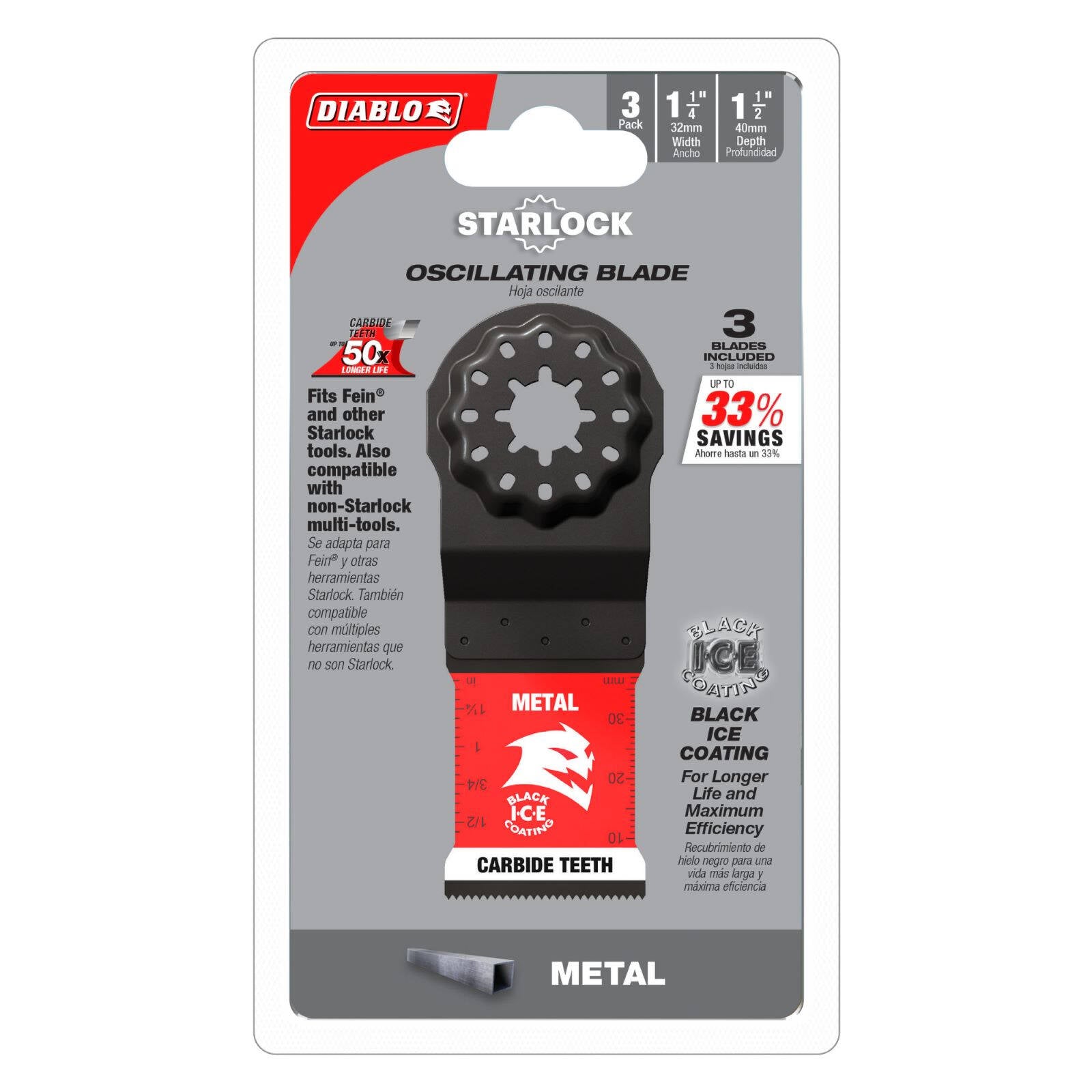 Diablo 32mm Starlock Steel Demon Carbide Oscillating Blade for Metal 3 Pack