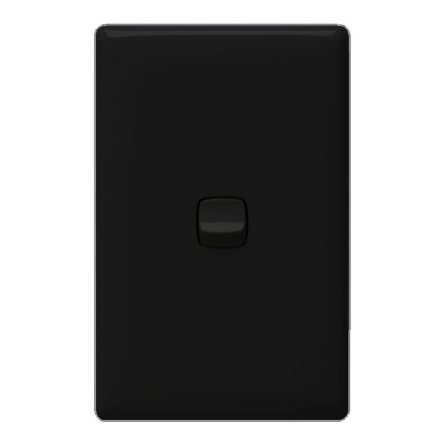HPM Linea Wall Switch - 1 Gang - Gloss Black - Low Profile Design - SuperSaverAU - view 1