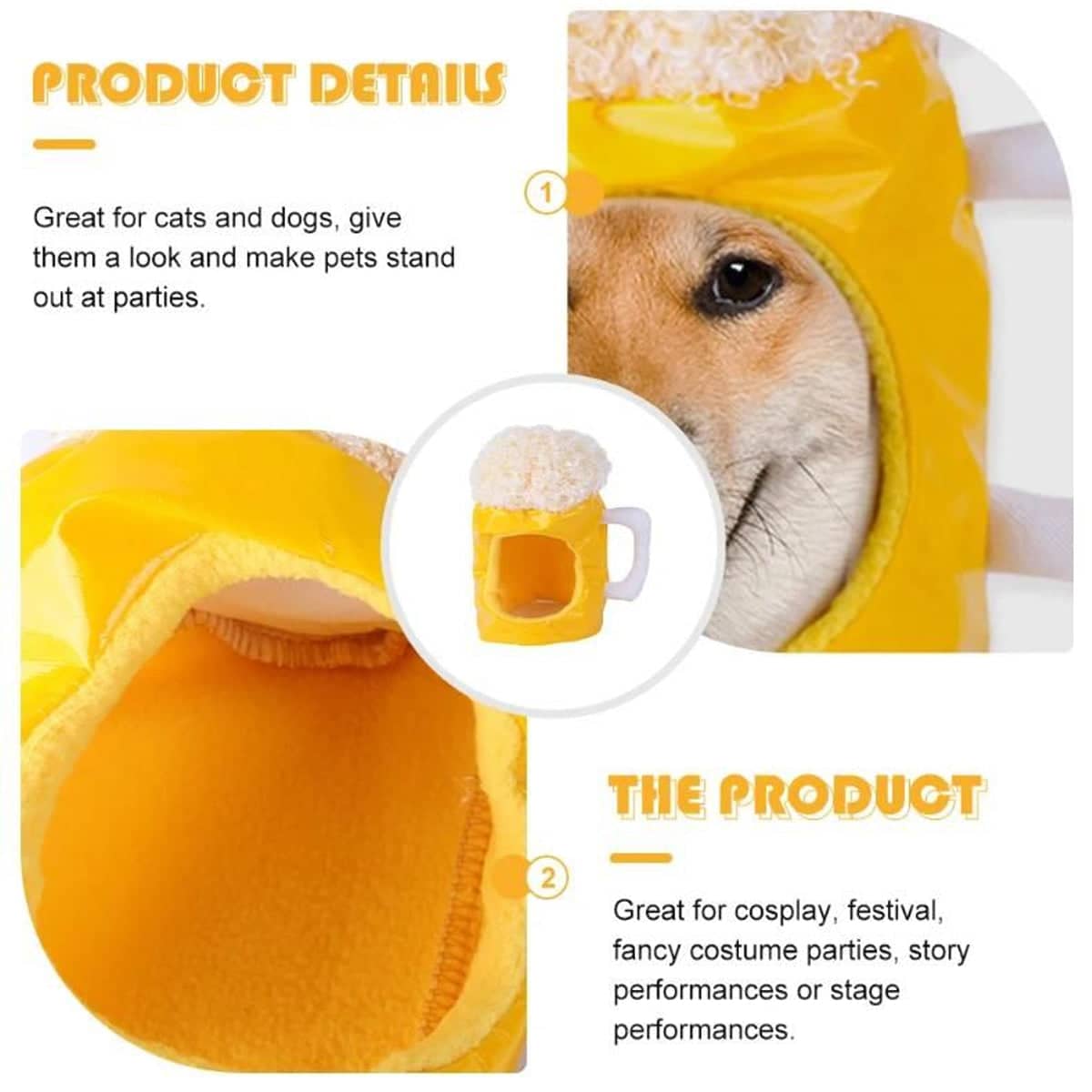 Beer Mug Pet Hat, Funny Headgear for Cats and Dogs - view 4