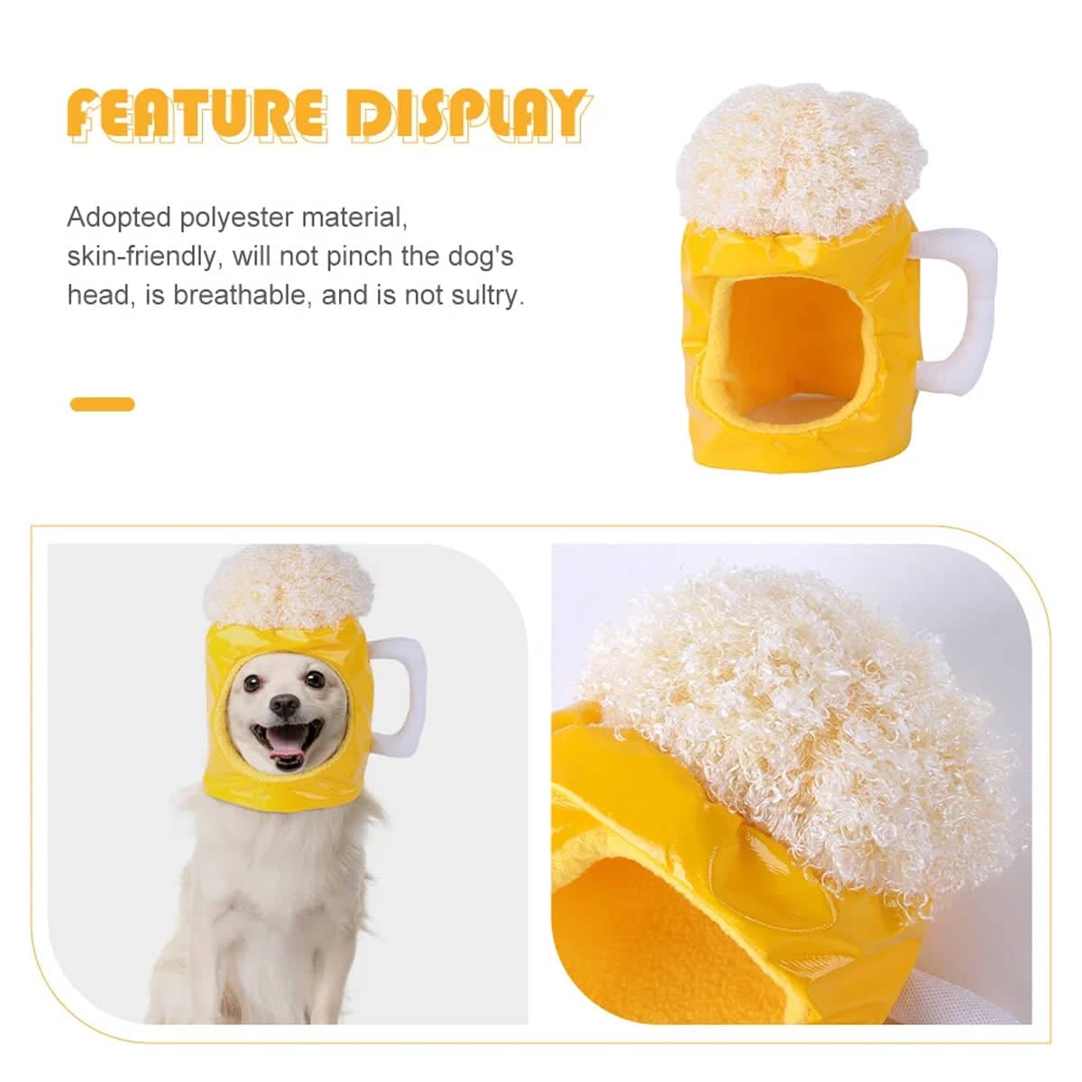 Beer Mug Pet Hat, Funny Headgear for Cats and Dogs - view 5