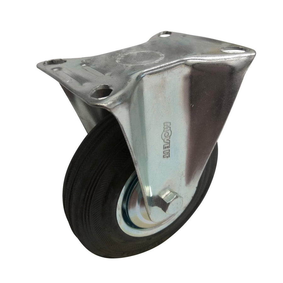 Move It 125mm Black Rubber Fixed Plate Castor 100kg Load Capacity - SuperSaverAU - view 1