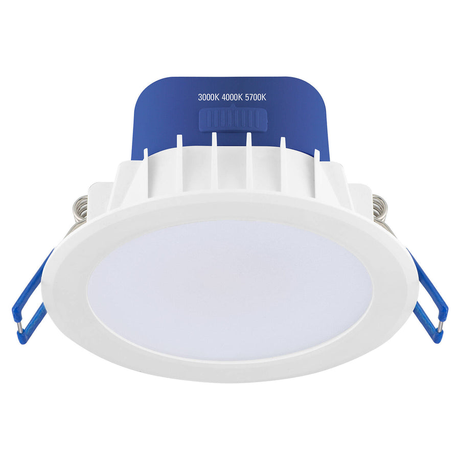 DETA 9W IP44 Tri-Colour Dimmable LED Downlight 240V Hardwired White Blue DET612