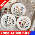 Beginner Embroidery Kit with 20 cm Hoop - Red and Peach Wildflower Design - view 2