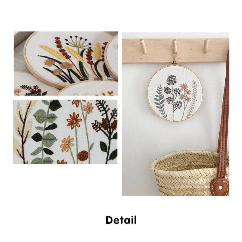 Beginner Embroidery Kit with 20 cm Hoop - Red and Peach Wildflower Design - view 4