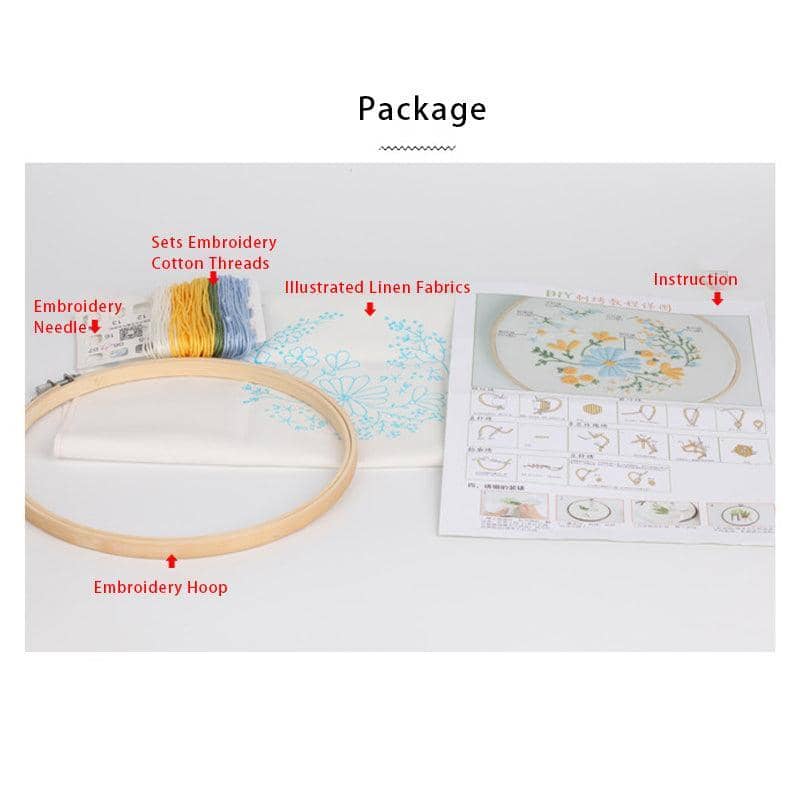 Beginner Embroidery Kit with 20 cm Hoop - Red and Peach Wildflower Design - view 5
