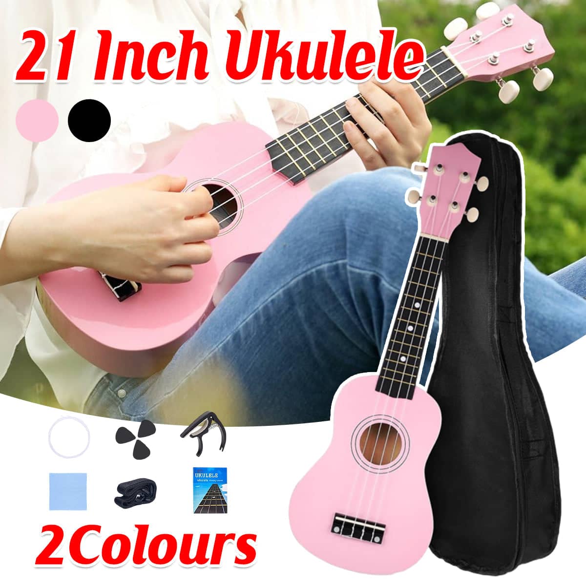 Beginner Ukulele 21 Inch (54cm) with Accessory Kit - Black - view 2