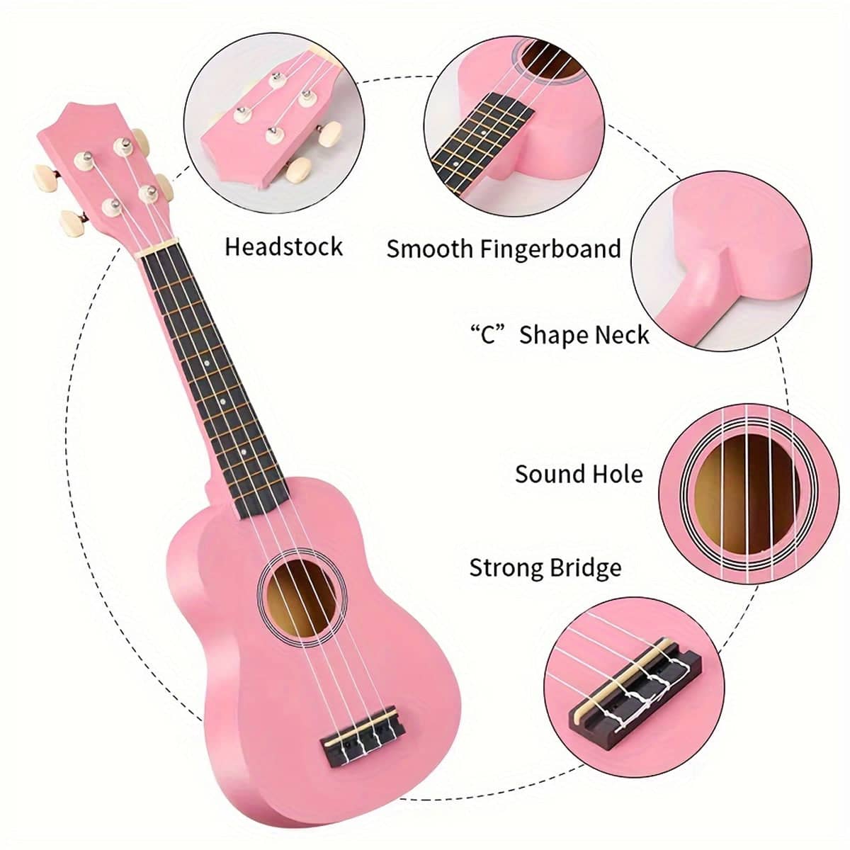 Beginner Ukulele 21 Inch (54cm) with Accessory Kit - Black - view 5