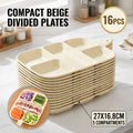 Beige 5 Compartment Prep Trays Pack of 16 27 x 16.8 cm PET