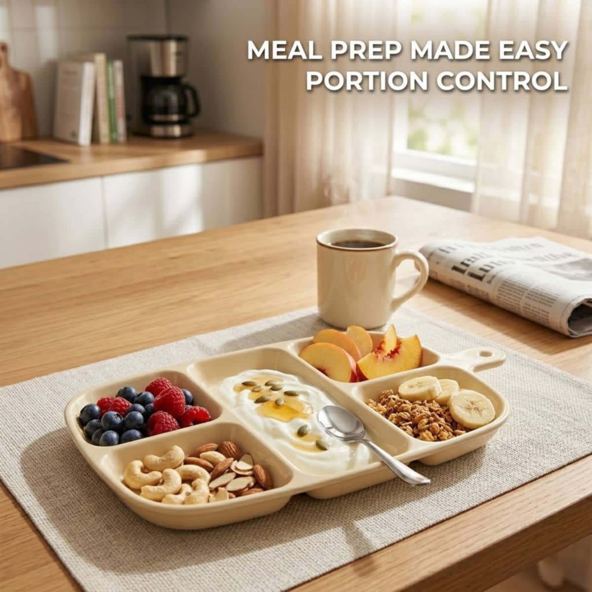 Beige 5 Compartment Prep Trays Pack of 16 27 x 16.8 cm PET - view 4