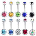 Belly Bar Set, 316L Surgical Steel Navel Bars with Crystal Ends - Pack of 10