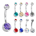 Belly Bar Set, 316L Surgical Steel Navel Bars with Crystal Ends - Pack of 10 - view 3