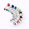 Belly Bar Set, 316L Surgical Steel Navel Bars with Crystal Ends - Pack of 10 - view 5