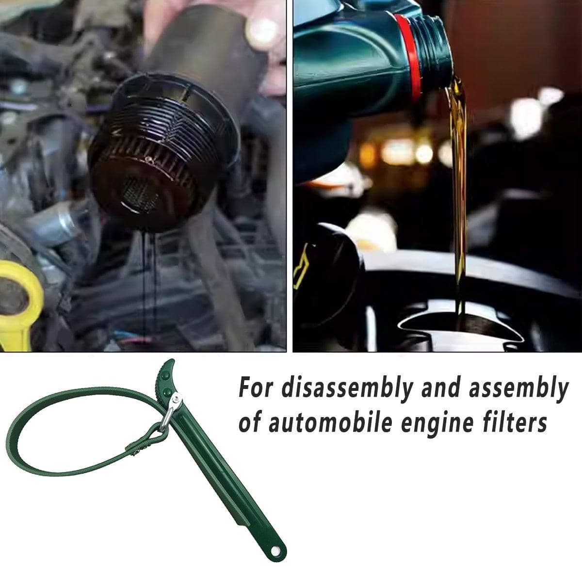 Belt Oil Filter Wrench for Car Oil Filters - Green - view 4