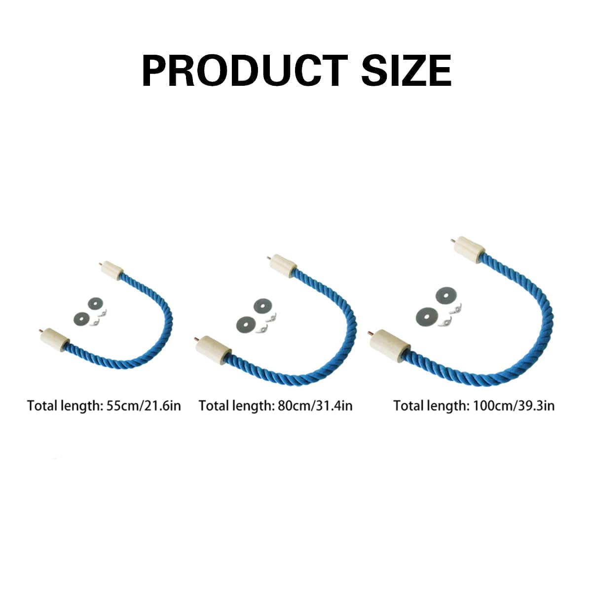 Bendable Cotton Rope Bird Perch for Parrots - Blue, 100 cm - view 3