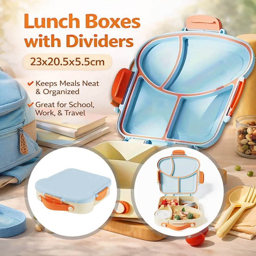 Bento Lunch Box with Compartments, Microwave Safe and Leakproof for School or Work