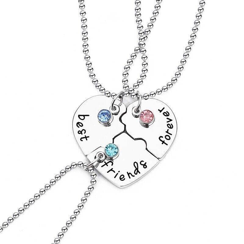 Best Friends Forever Heart Puzzle Necklace Set for Girls and Women, Pack of 3 - view 2