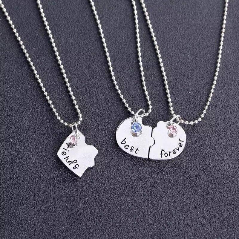 Best Friends Forever Heart Puzzle Necklace Set for Girls and Women, Pack of 3 - view 5