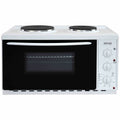 Artusi 22L Vulcan Benchtop Oven with Cooktop - White, Two Solid Hotplates, 1000W Grill - AOMK1
