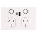 Deta Touch Double Power Point - USB A+C PD 20W Fast Charging - 50mm x 74mm x 115mm - Gloss White - SuperSaverAU - view 1