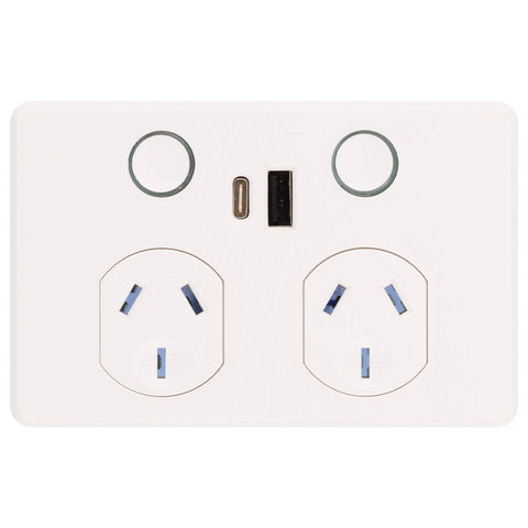 DETA Touch Double Power Point with USB-A & USB-C PD20W Fast Charging Indoor