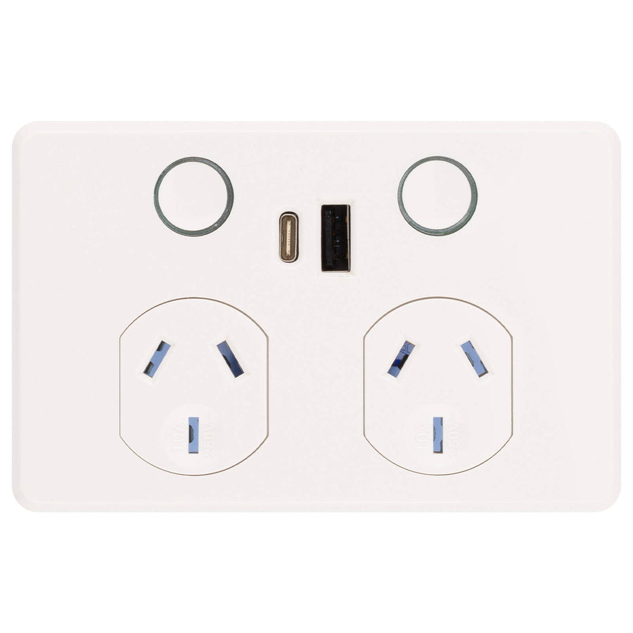 DETA Touch Double Power Point with USB-A & USB-C PD20W Fast Charging Indoor