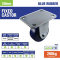 Easyroll Fixed Plate Castor - 100mm - Blue Rubber - Non Marking - SuperSaverAU - view 5